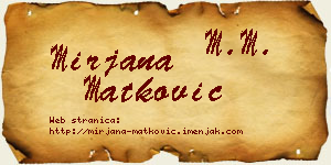 Mirjana Matković vizit kartica